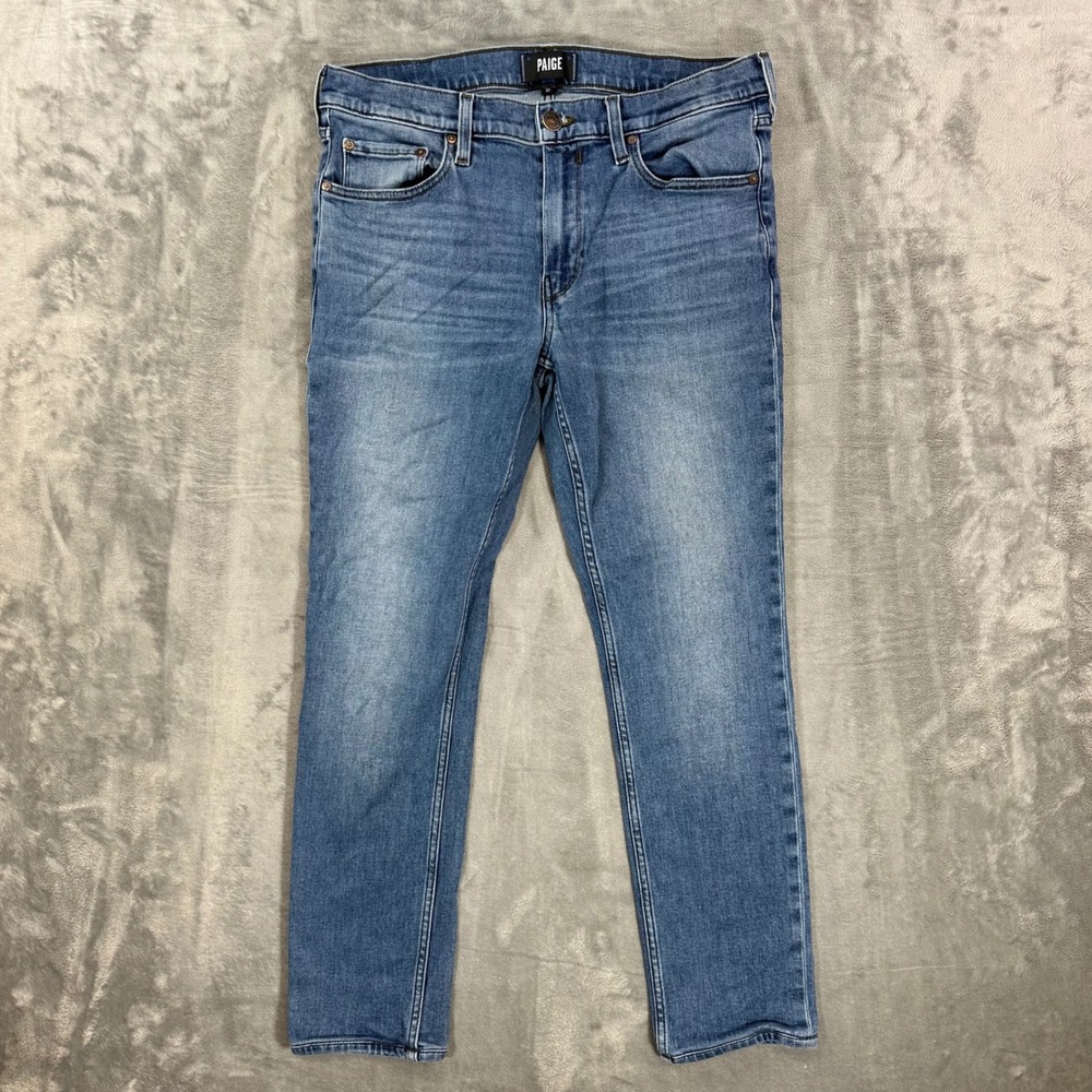 PAIGE Lennox Slim Fit Jeans Men's Size 32x29 Blue Medium Wash Stretch Denim